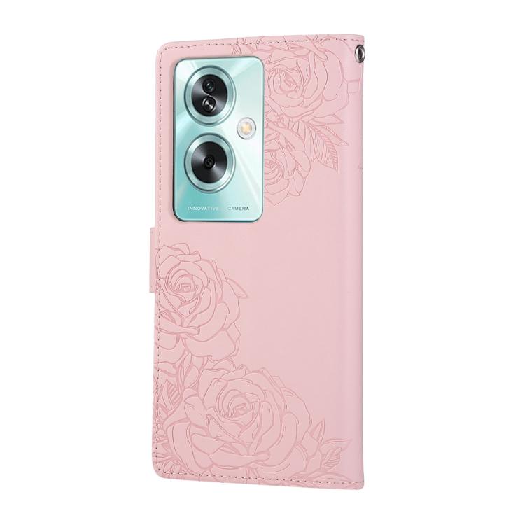For OPPO A79 5G Rose Flower Embossed 3-Card Slots Leather Phone Case