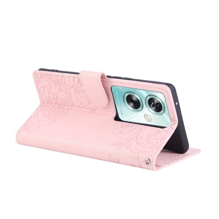 For OPPO A79 5G Rose Flower Embossed 3-Card Slots Leather Phone Case