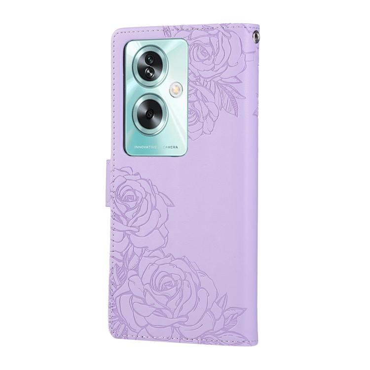 For OPPO A79 5G Rose Flower Embossed 3-Card Slots Leather Phone Case