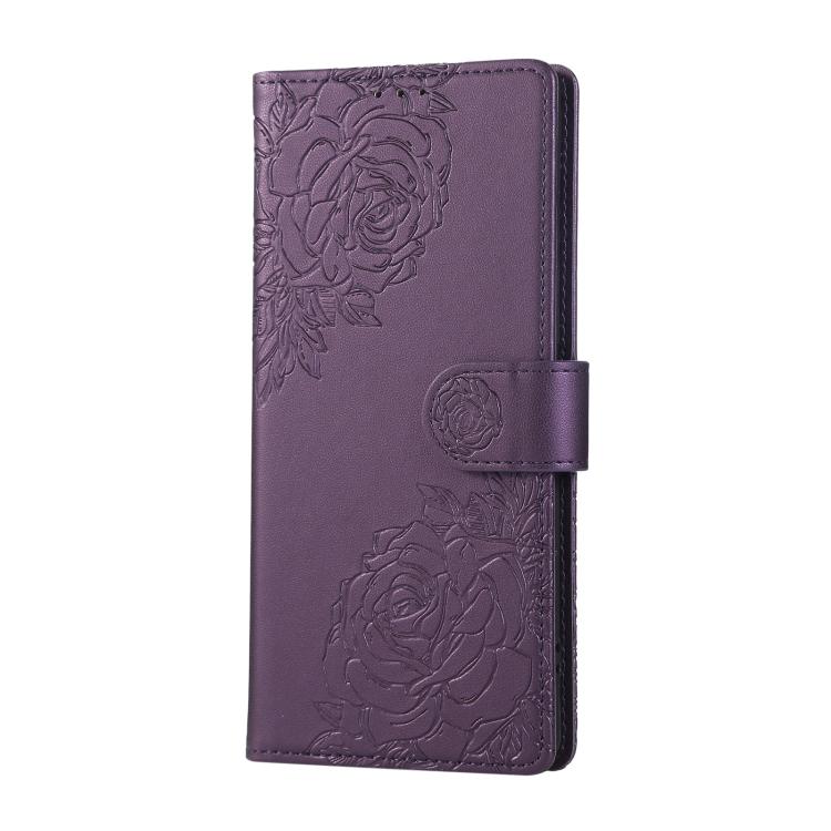 For OPPO A79 5G Rose Flower Embossed 3-Card Slots Leather Phone Case