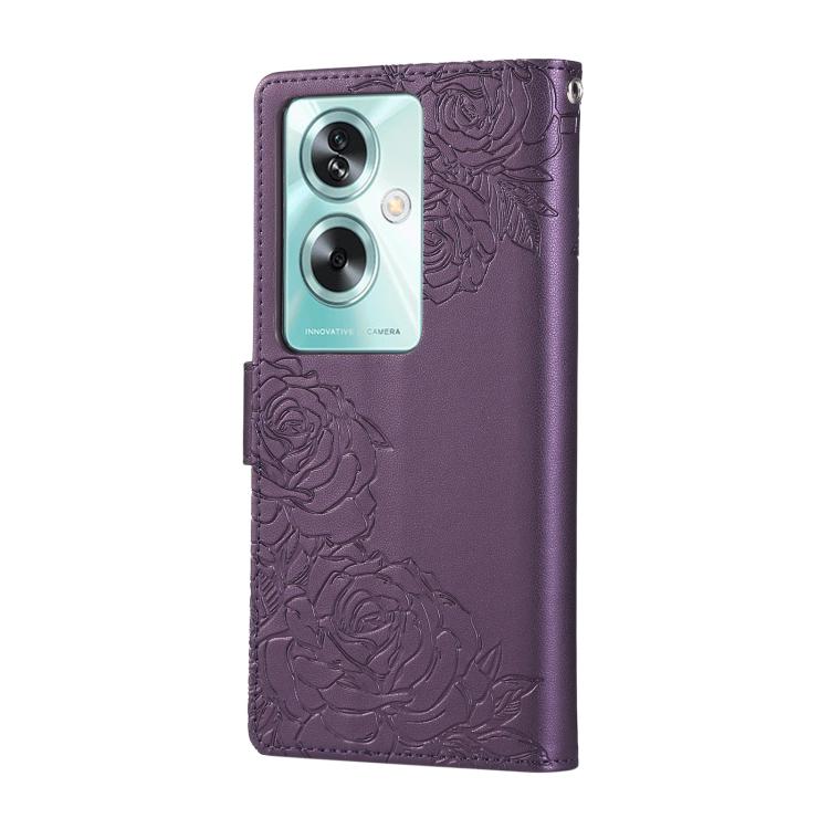 For OPPO A79 5G Rose Flower Embossed 3-Card Slots Leather Phone Case