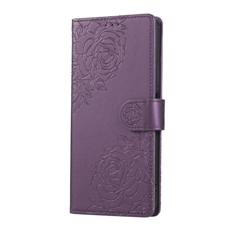 For OPPO A1 5G / A98 5G Rose Flower Embossed 3-Card Slots Leather Phone Case