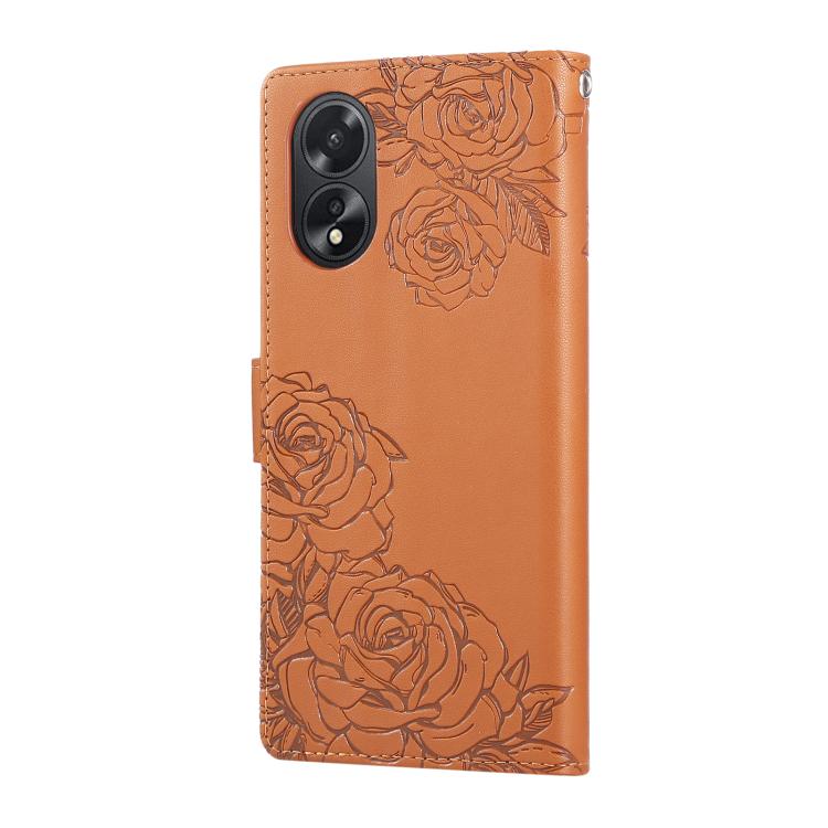 For OPPO A1 Pro Rose Flower Embossed 3-Card Slots Leather Phone Case