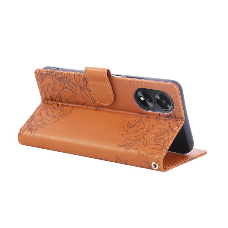 For OPPO A1 Pro Rose Flower Embossed 3-Card Slots Leather Phone Case