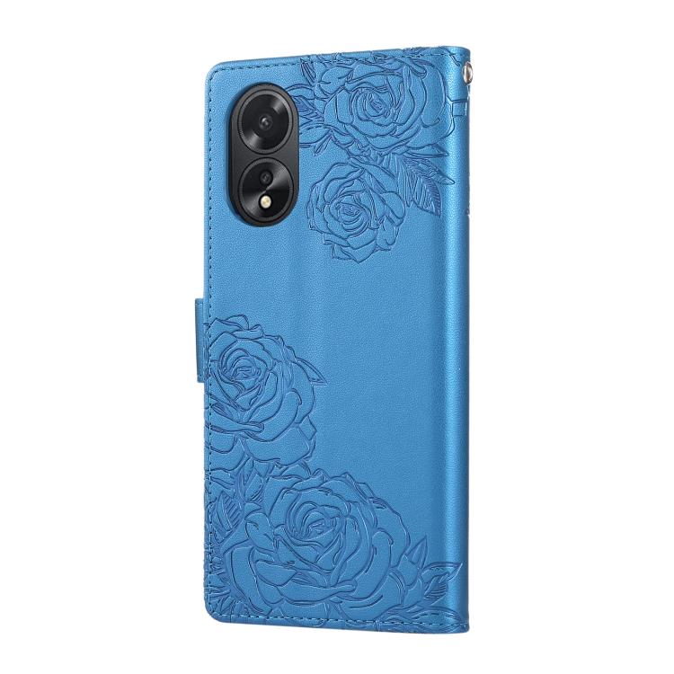 For OPPO A1 Pro Rose Flower Embossed 3-Card Slots Leather Phone Case