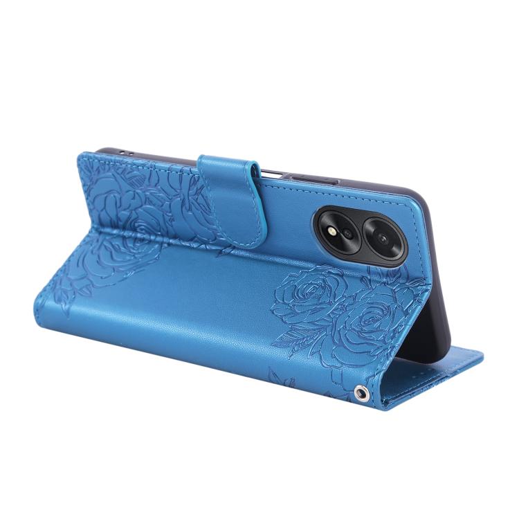 For OPPO A1 Pro Rose Flower Embossed 3-Card Slots Leather Phone Case