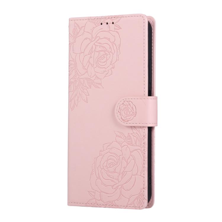 For OPPO A1 Pro Rose Flower Embossed 3-Card Slots Leather Phone Case