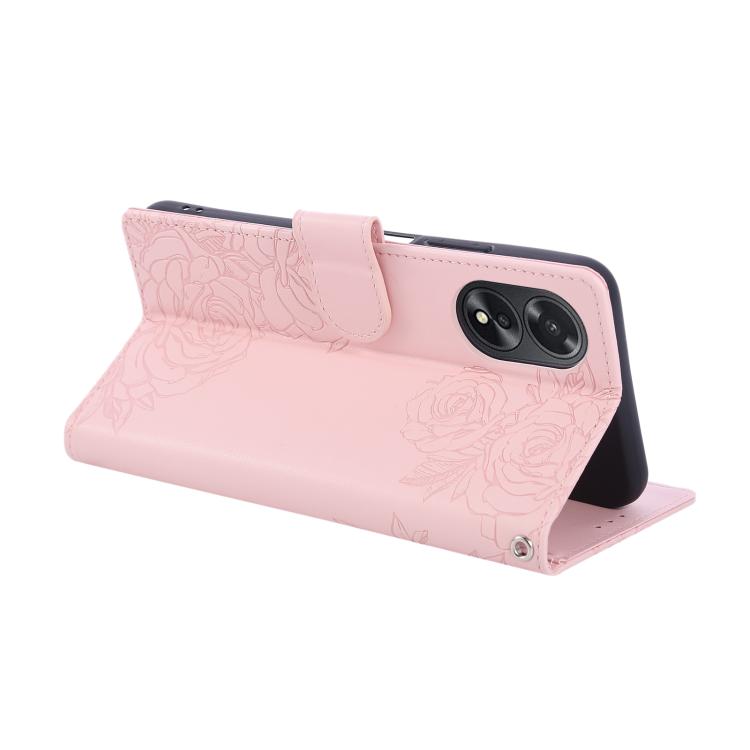 For OPPO A1 Pro Rose Flower Embossed 3-Card Slots Leather Phone Case