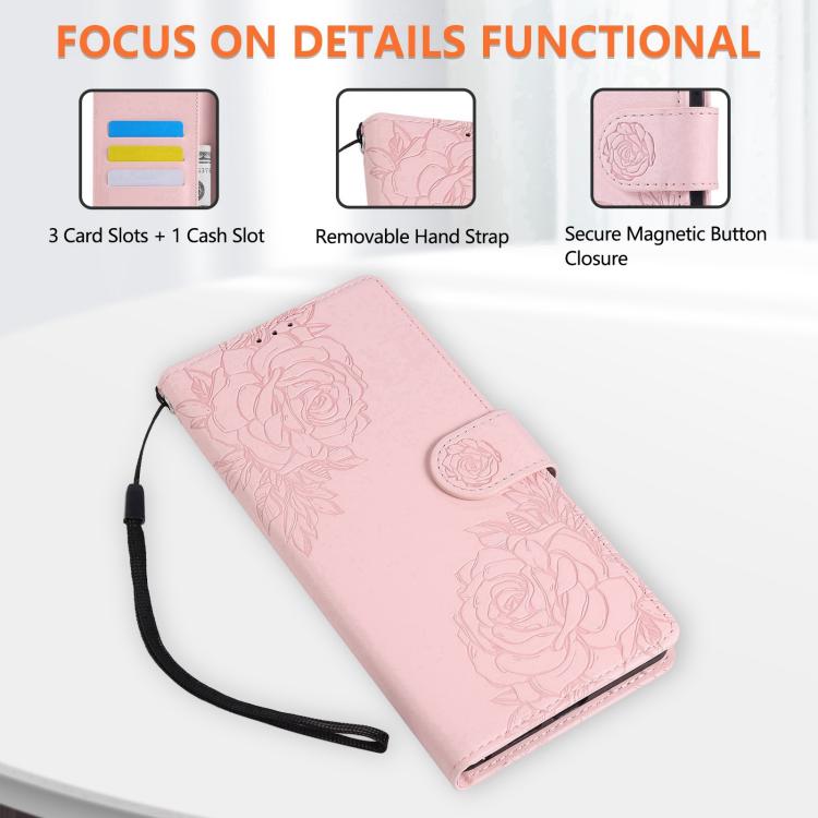 For OPPO A1 Pro Rose Flower Embossed 3-Card Slots Leather Phone Case