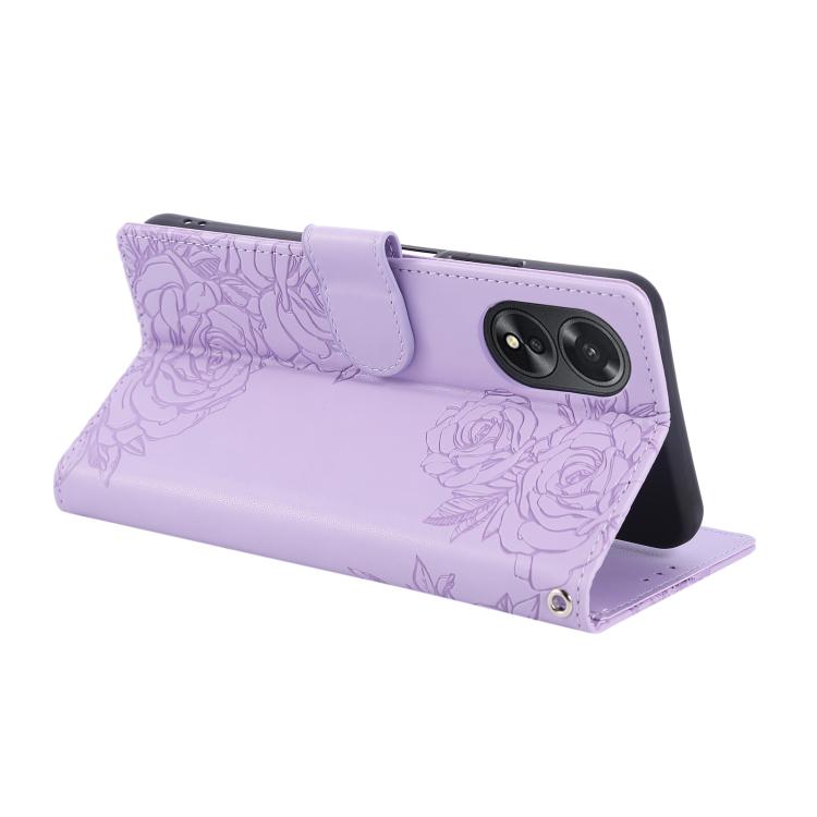 For OPPO A1 Pro Rose Flower Embossed 3-Card Slots Leather Phone Case