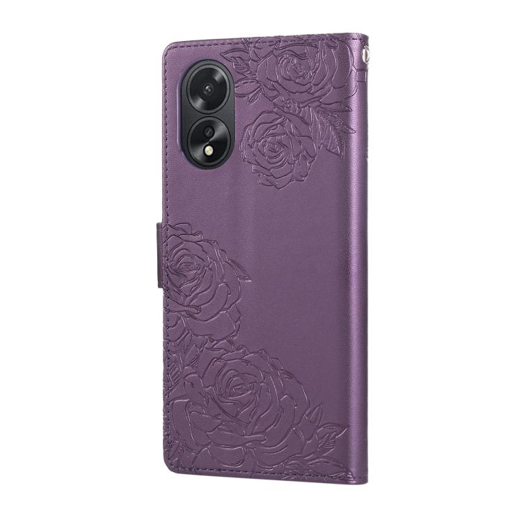 For OPPO A1 Pro Rose Flower Embossed 3-Card Slots Leather Phone Case