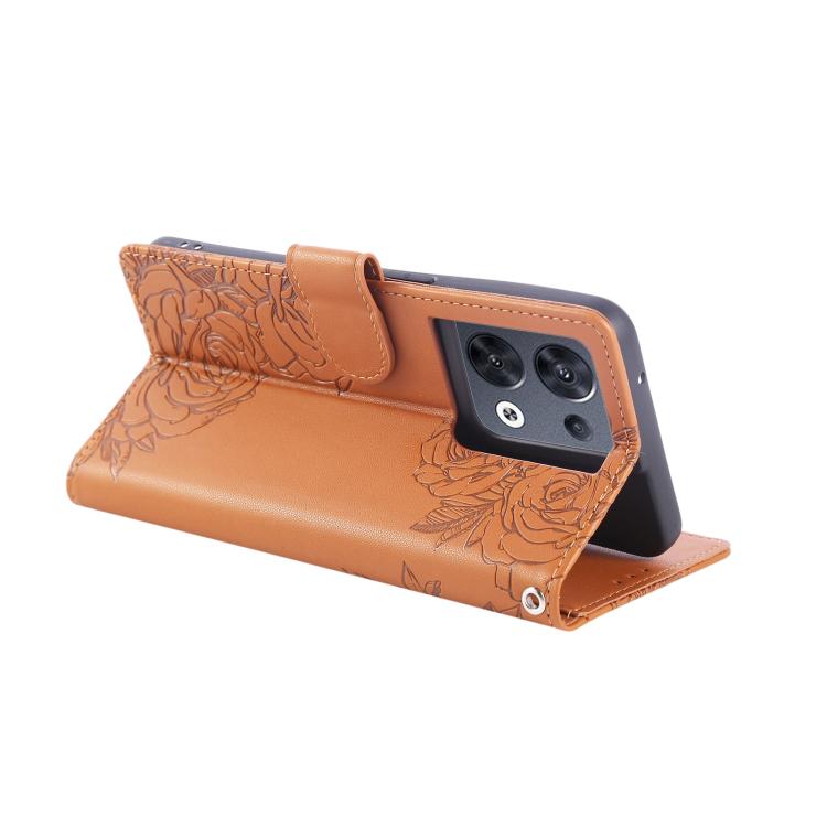 For OPPO Reno8 Pro 5G Rose Flower Embossed 3-Card Slots Leather Phone Case