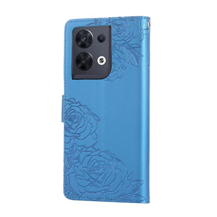 For OPPO Reno8 Pro 5G Rose Flower Embossed 3-Card Slots Leather Phone Case