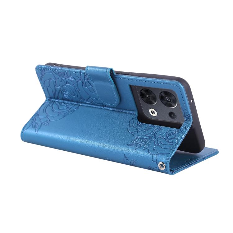 For OPPO Reno8 Pro 5G Rose Flower Embossed 3-Card Slots Leather Phone Case