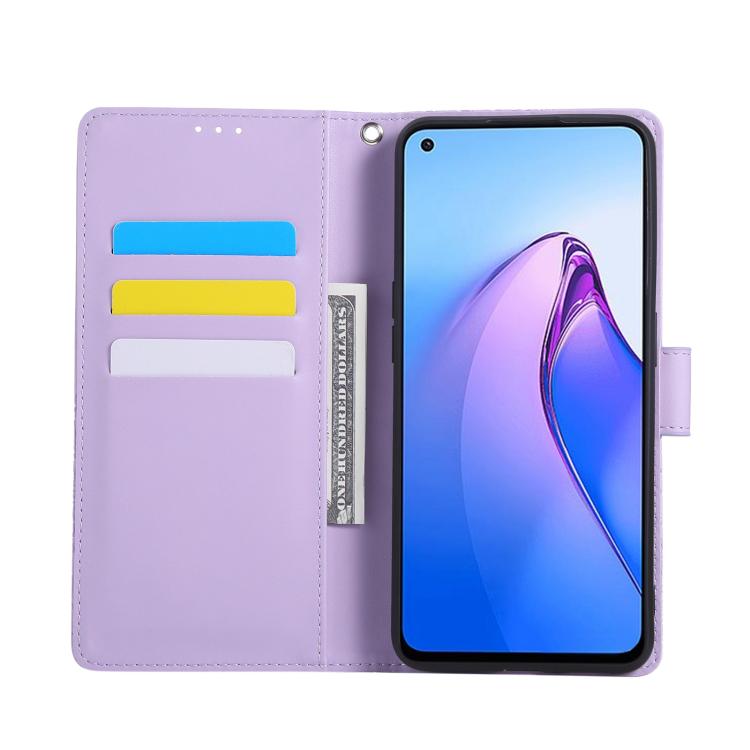 For OPPO Reno8 Pro 5G Rose Flower Embossed 3-Card Slots Leather Phone Case