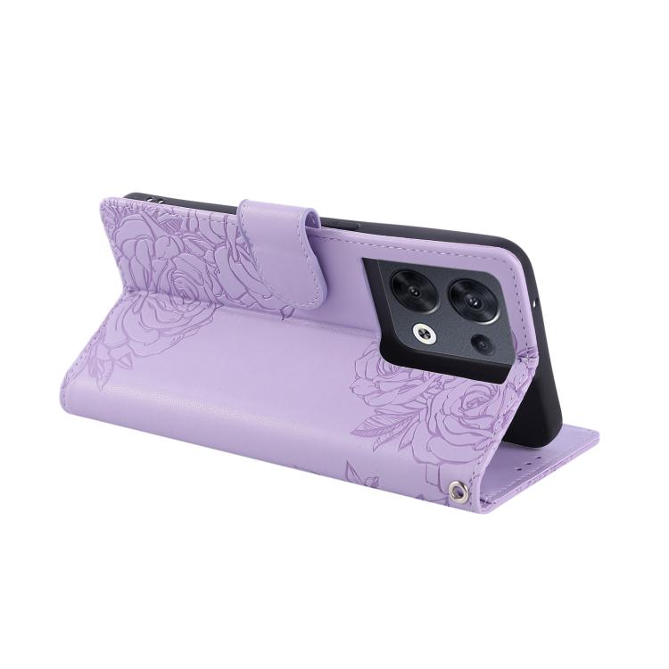 For OPPO Reno8 Pro 5G Rose Flower Embossed 3-Card Slots Leather Phone Case