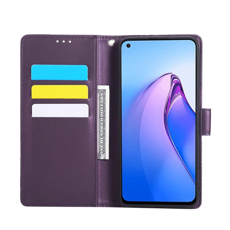 For OPPO Reno8 Pro 5G Rose Flower Embossed 3-Card Slots Leather Phone Case