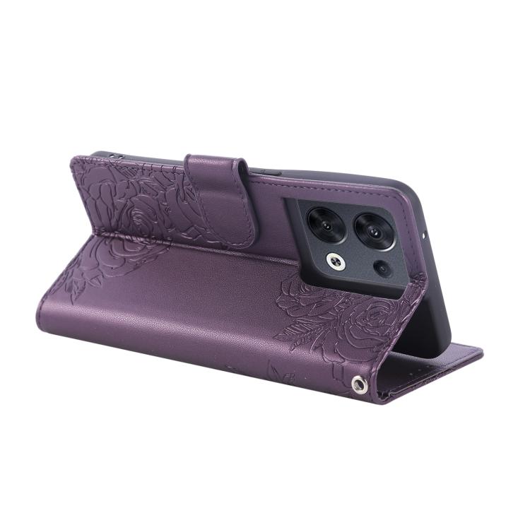 For OPPO Reno8 Pro 5G Rose Flower Embossed 3-Card Slots Leather Phone Case
