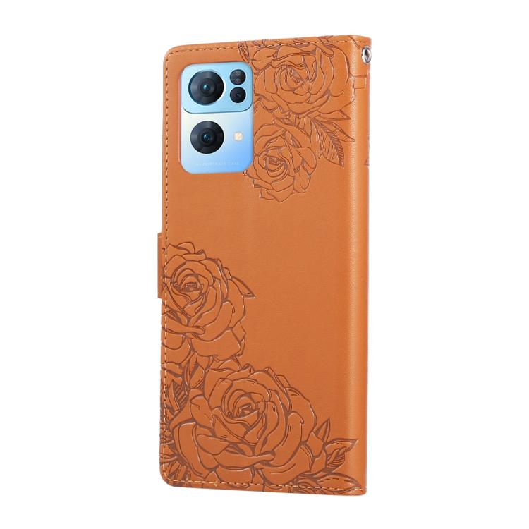 For OPPO Reno7 Pro 5G Rose Flower Embossed 3-Card Slots Leather Phone Case