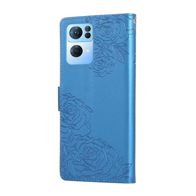 For OPPO Reno7 Pro 5G Rose Flower Embossed 3-Card Slots Leather Phone Case