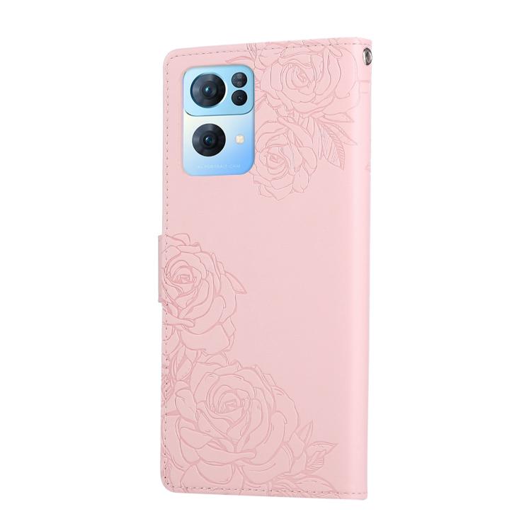 For OPPO Reno7 Pro 5G Rose Flower Embossed 3-Card Slots Leather Phone Case