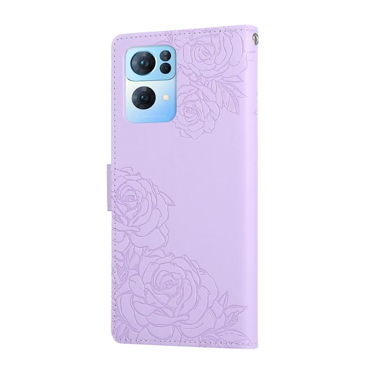 For OPPO Reno7 Pro 5G Rose Flower Embossed 3-Card Slots Leather Phone Case