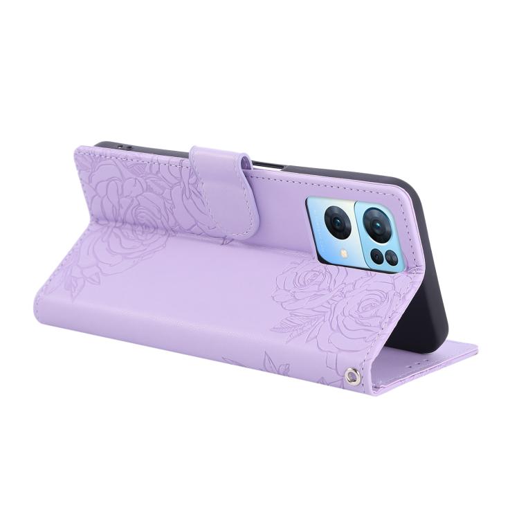 For OPPO Reno7 Pro 5G Rose Flower Embossed 3-Card Slots Leather Phone Case
