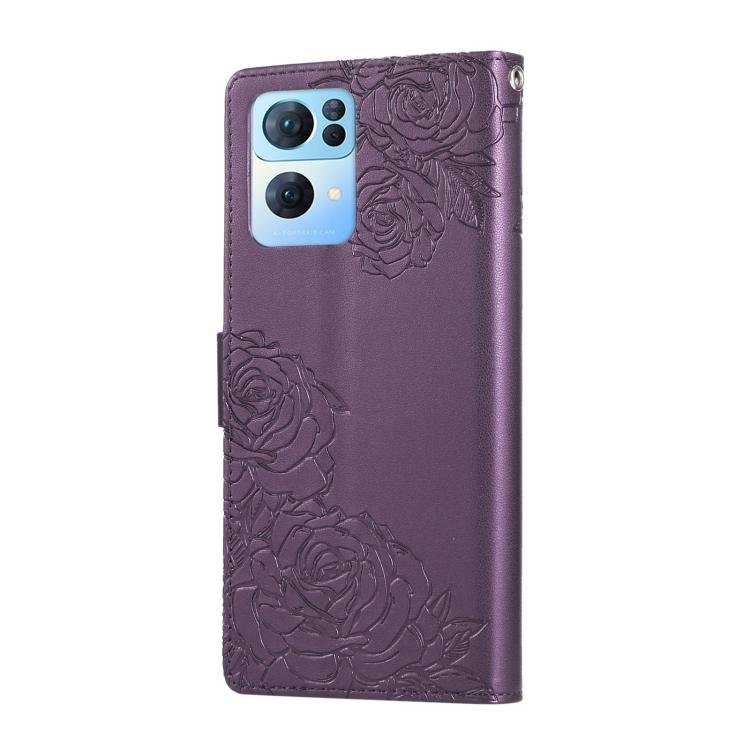 For OPPO Reno7 Pro 5G Rose Flower Embossed 3-Card Slots Leather Phone Case