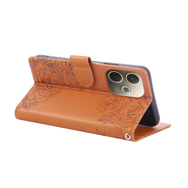 For OPPO A5 Pro 5G Global Rose Flower Embossed 3-Card Slots Leather Phone Case
