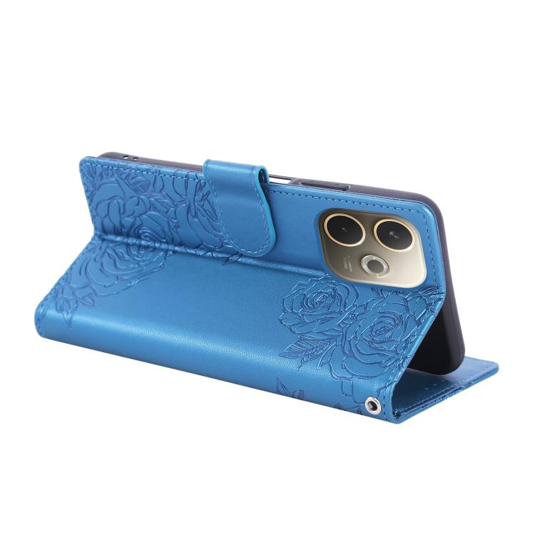 For OPPO A5 Pro 5G Global Rose Flower Embossed 3-Card Slots Leather Phone Case