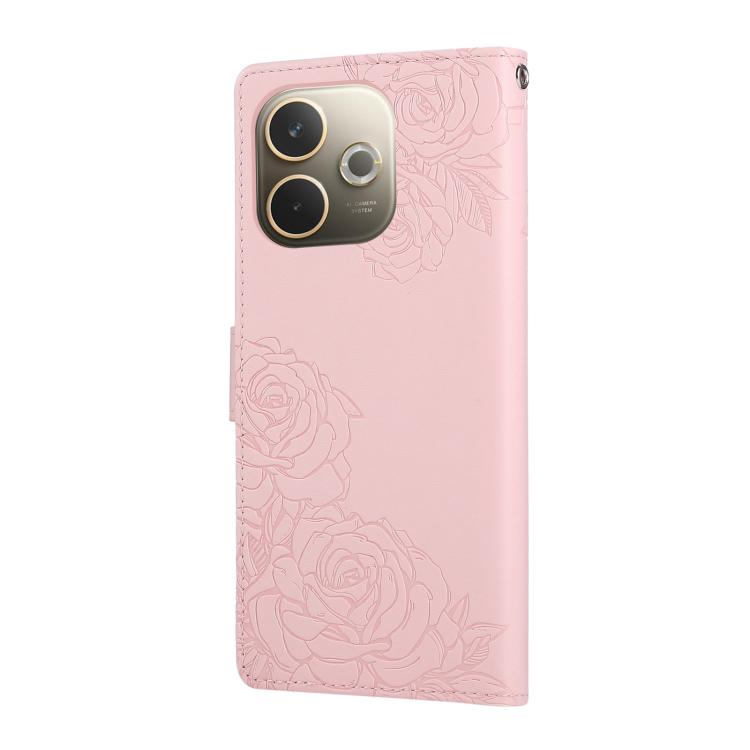 For OPPO A5 Pro 5G Global Rose Flower Embossed 3-Card Slots Leather Phone Case
