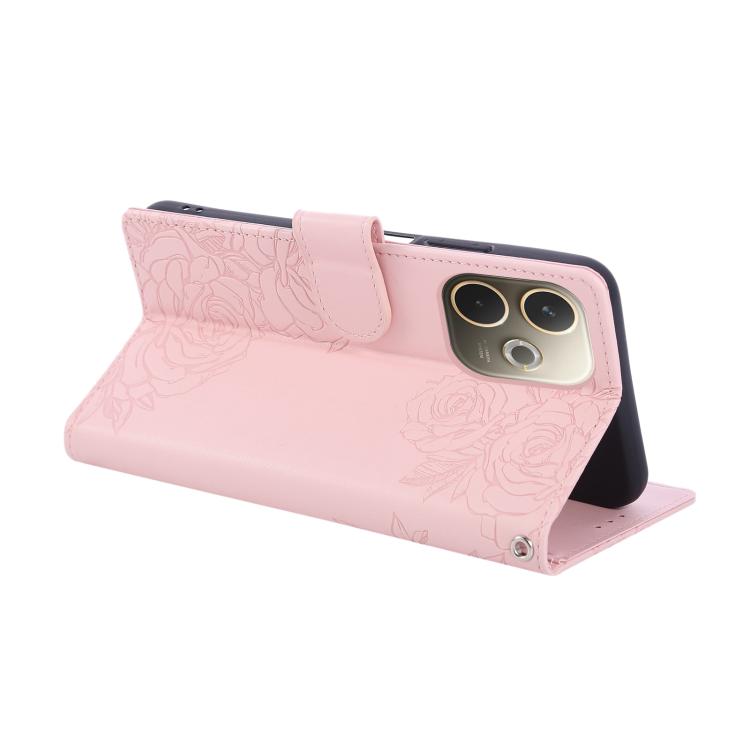 For OPPO A5 Pro 5G Global Rose Flower Embossed 3-Card Slots Leather Phone Case