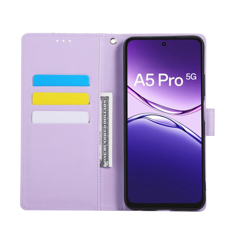 For OPPO A5 Pro 5G Global Rose Flower Embossed 3-Card Slots Leather Phone Case