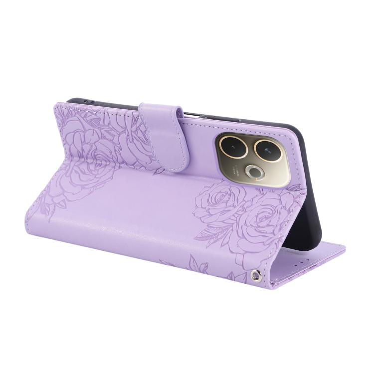 For OPPO A5 Pro 5G Global Rose Flower Embossed 3-Card Slots Leather Phone Case