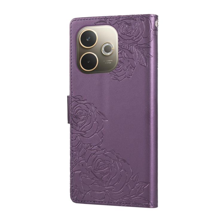 For OPPO A5 Pro 5G Global Rose Flower Embossed 3-Card Slots Leather Phone Case
