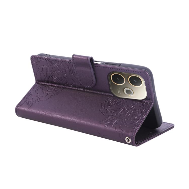 For OPPO A5 Pro 5G Global Rose Flower Embossed 3-Card Slots Leather Phone Case