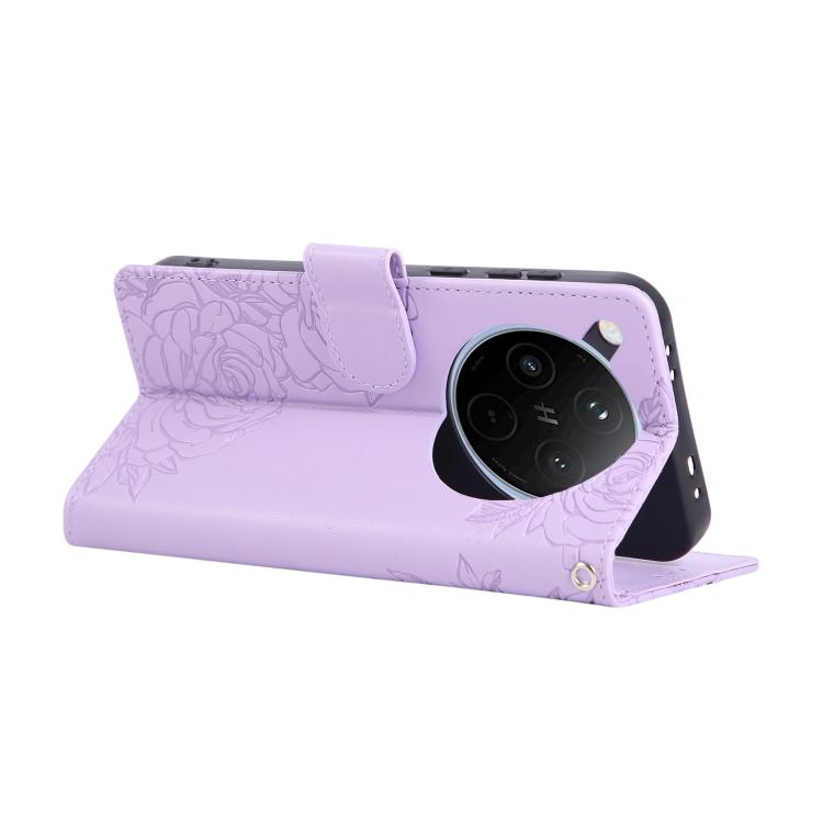 For OPPO Find X8 5G Rose Flower Embossed 3-Card Slots Leather Phone Case