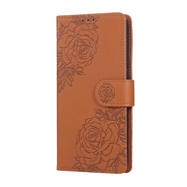 For Google Pixel 8 Rose Flower Embossed 3-Card Slots Leather Phone Case