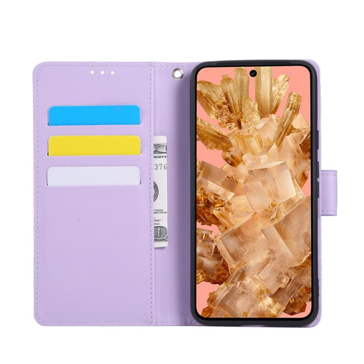 For Google Pixel 8 Rose Flower Embossed 3-Card Slots Leather Phone Case