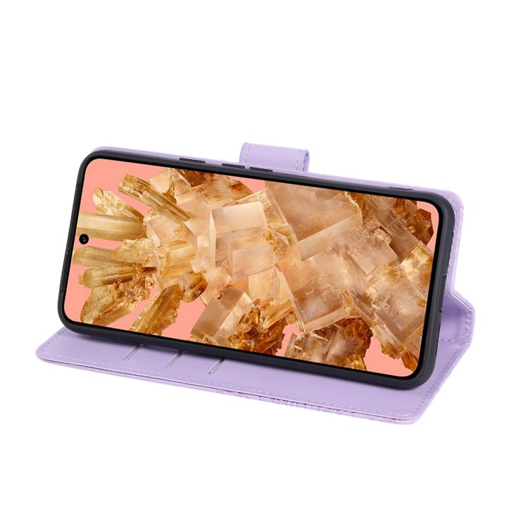 For Google Pixel 8 Rose Flower Embossed 3-Card Slots Leather Phone Case