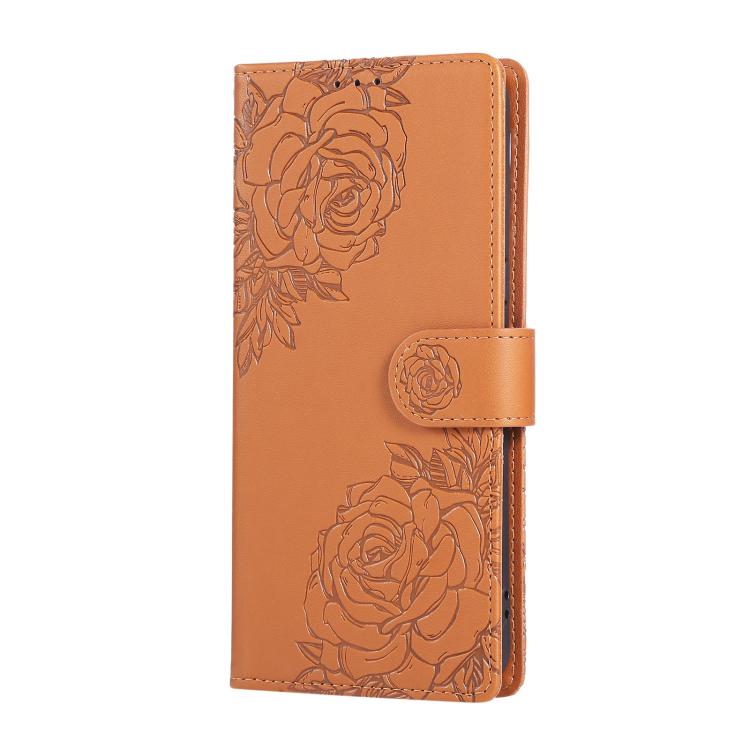 For Google Pixel 8 Pro Rose Flower Embossed 3-Card Slots Leather Phone Case