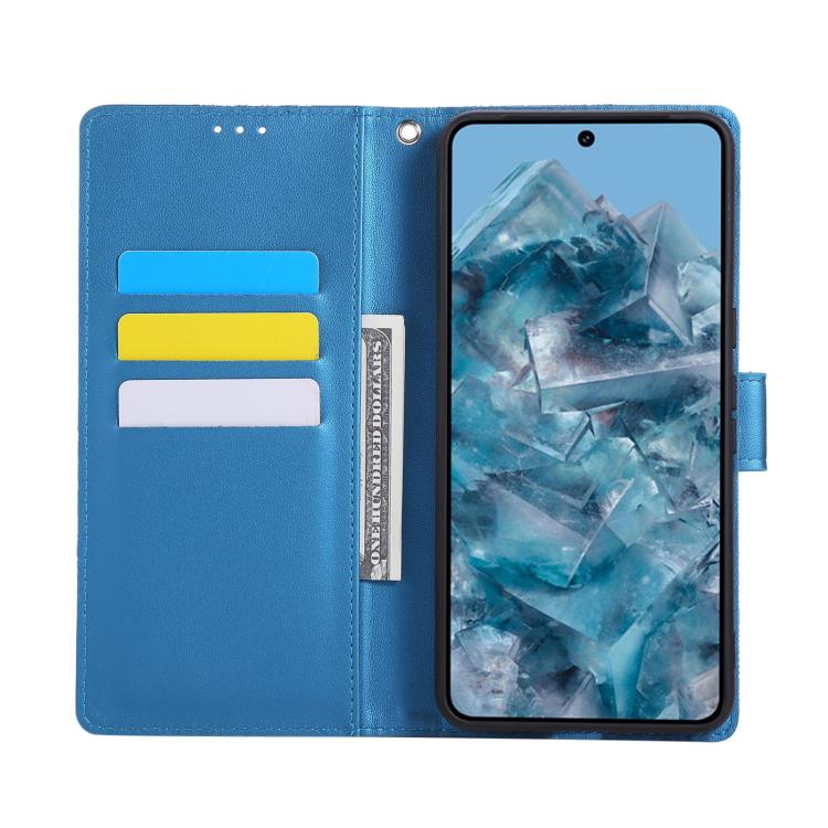 For Google Pixel 8 Pro Rose Flower Embossed 3-Card Slots Leather Phone Case