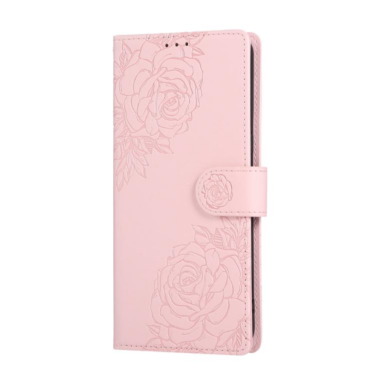 For Google Pixel 8 Pro Rose Flower Embossed 3-Card Slots Leather Phone Case