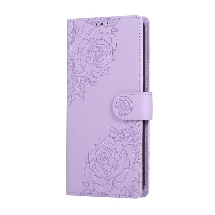 For Google Pixel 8 Pro Rose Flower Embossed 3-Card Slots Leather Phone Case