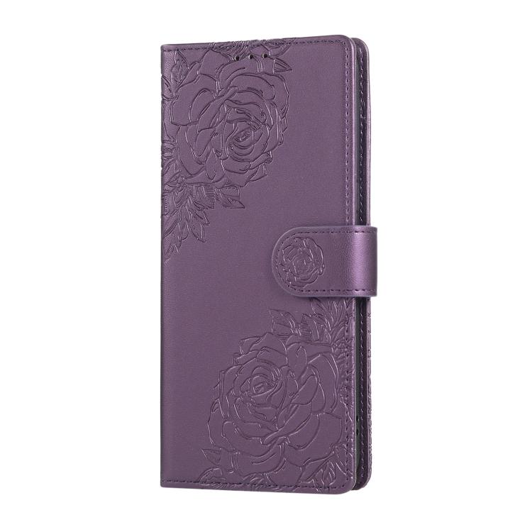 For Google Pixel 8 Pro Rose Flower Embossed 3-Card Slots Leather Phone Case