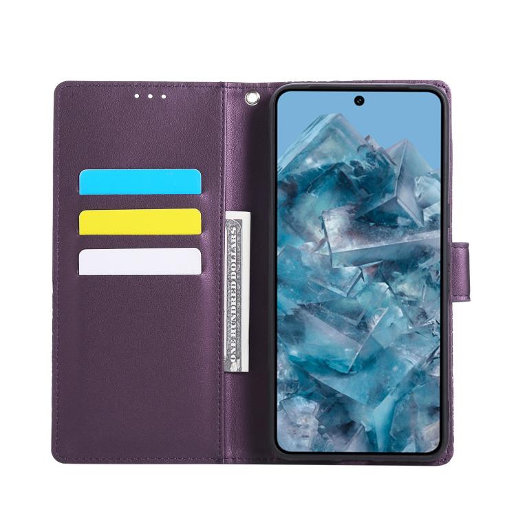 For Google Pixel 8 Pro Rose Flower Embossed 3-Card Slots Leather Phone Case
