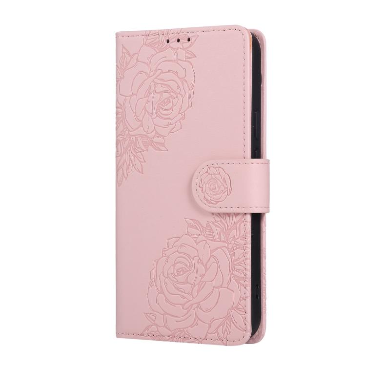 For Google Pixel 9 / 9 Pro Rose Flower Embossed 3-Card Slots Leather Phone Case