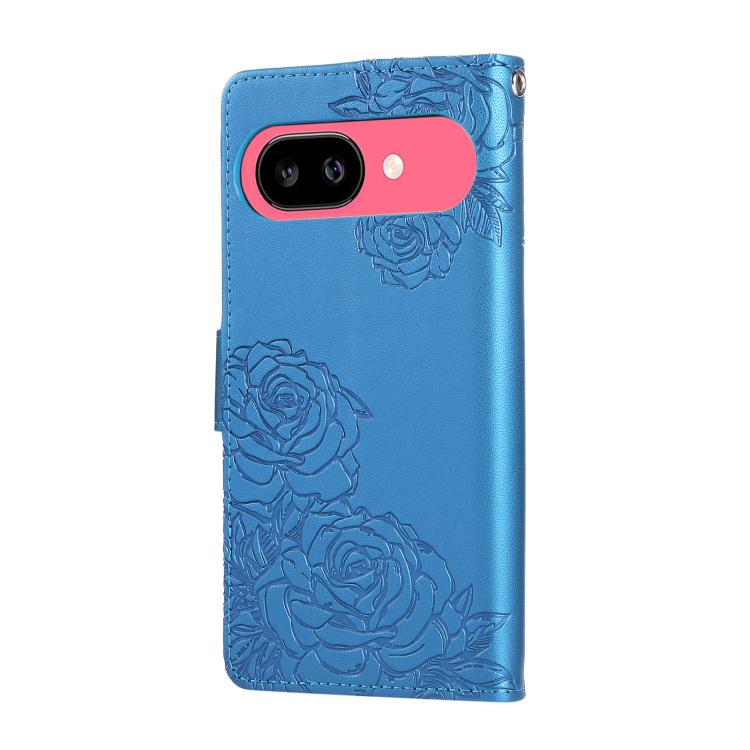 For Google Pixel 9 Pro XL Rose Flower Embossed 3-Card Slots Leather Phone Case