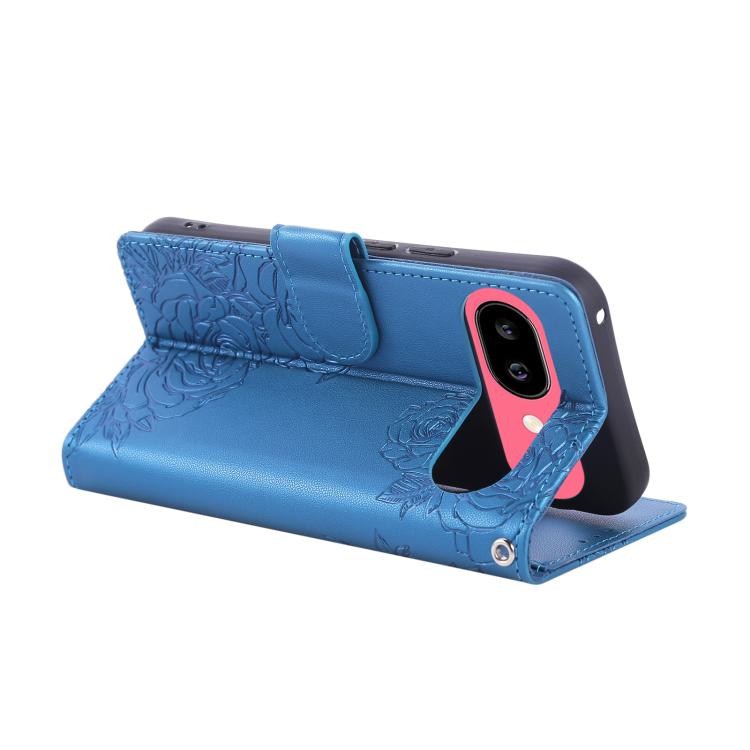 For Google Pixel 9 Pro XL Rose Flower Embossed 3-Card Slots Leather Phone Case