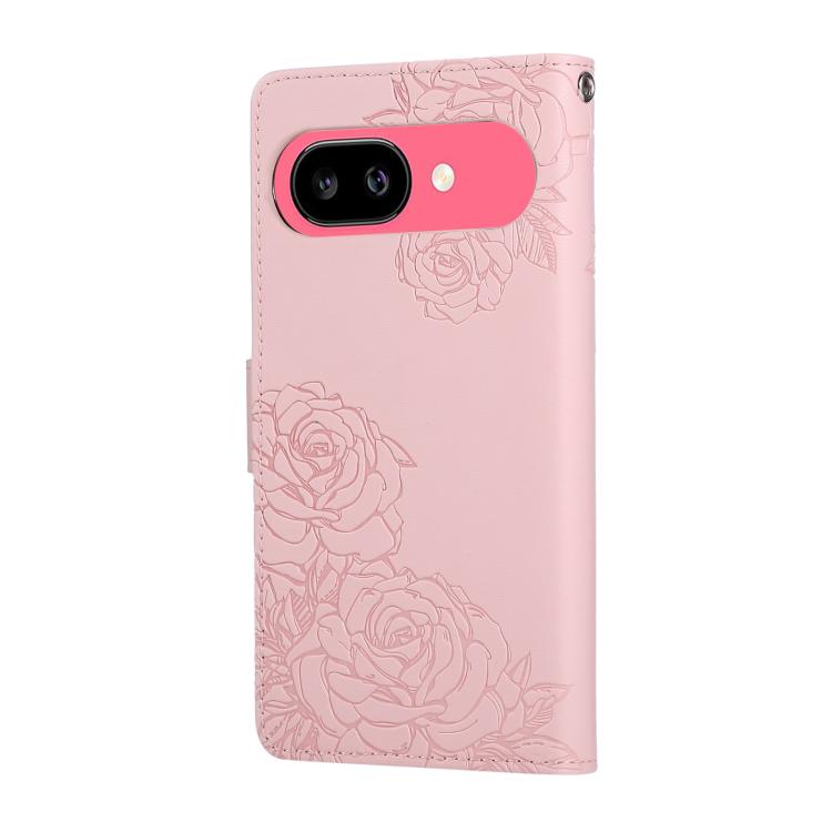 For Google Pixel 9 Pro XL Rose Flower Embossed 3-Card Slots Leather Phone Case
